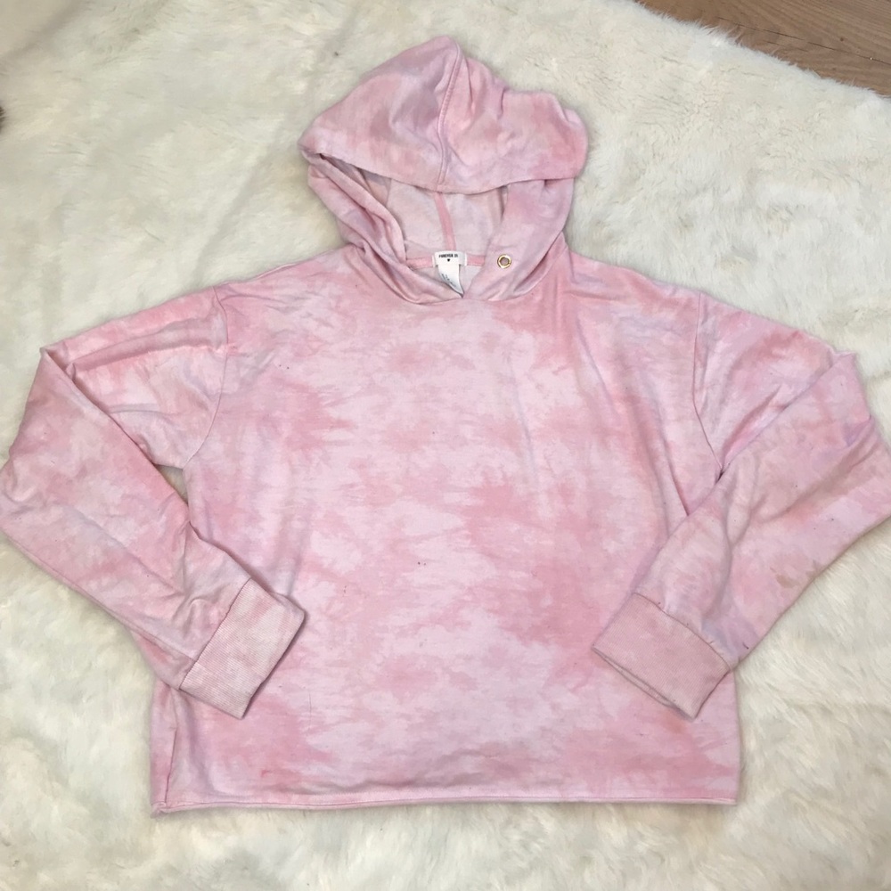 Pink and white tie-dye hoodie soft